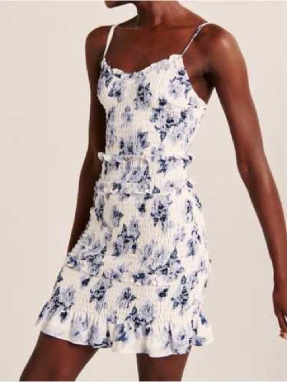 Abercrombie Best Dressed Guest Smocked Mini Dress Blue Floral M